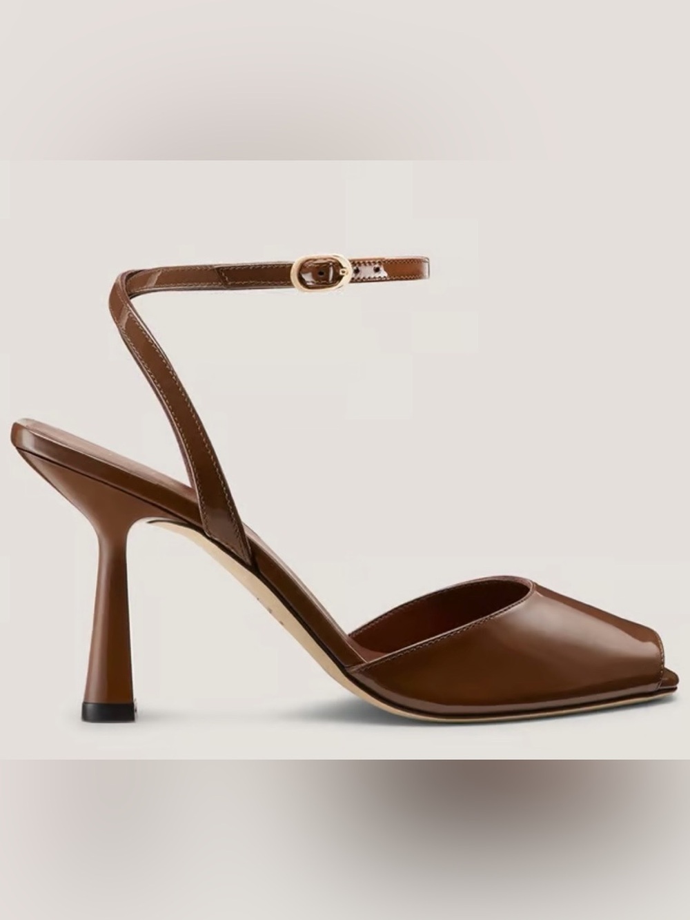 Stuart Weitzman Val Sandal 85 Brown Leather Ankle-Strap Stiletto - Picture 2 of 5